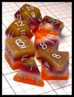 Dice : Dice - Dice Sets - Stratified Orange Peach Maroon and Tan - Dark Ages